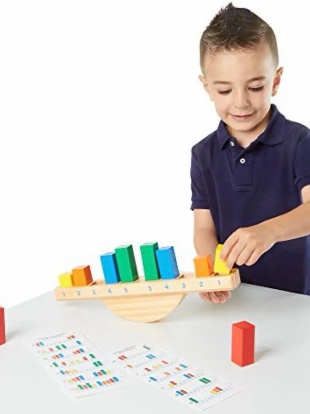 Melissa & Doug Balance Toy Wood w/Blocks & Cards, 3+. EUC Montessori learning